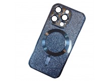 Чехол силиконовый iPhone 15 Pro Magsafe блестящий голубой