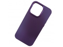 Чехол силиконовый iPhone 15 Pro Max матовый с ободком фиолетовый