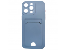 Чехол силиконовый iPhone 15 Pro Max матовый цветной с визитницей серый