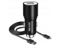 AЗУ WALKER 2в1 WCR-21, 2.4А, 12Вт, USBx2, блочок + кабель Lightning, черное