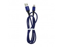 Кабель USB "WALKER" C705, 3.1А, Lightning, поддержка QC, тканевая оплетка, синий