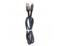Кабель USB "WALKER" C920, 3.1А, Lightning, поддержка QC, индикатор, тканевая оплетка, серый