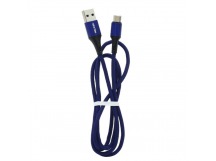 Кабель USB "WALKER" C705, 3.1А, Type-C, поддержка QC, тканевая оплетка, синий