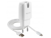 CЗУ WALKER 2в1 WH-21, 2.1А, 10,5Вт, USBx1, блочок + кабель Lightning, белое
