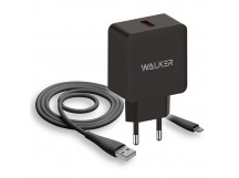CЗУ WALKER 2в1 WH-25, 3А, 15Вт, USBx1, быстрая зарядка QC 3.0 блочок + кабель Lightning, черное
