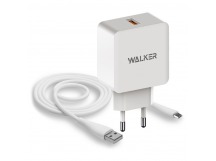 CЗУ WALKER 2в1 WH-25, 3А, 18Вт, USBx1, быстрая зарядка QC 3.0 блочок + кабель Micro, белое