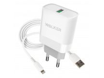 CЗУ WALKER 2в1 WH-35, 3А, 15Вт, USBx1, быстрая зарядка QC 3.0 блочок + кабель Lightning, белое