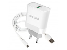 CЗУ WALKER 2в1 WH-35, 3А, 15Вт, USBx1, быстрая зарядка QC 3.0 блочок + кабель Micro, белое