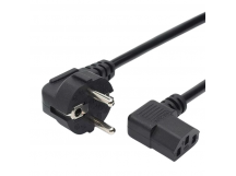 Шнур сетевой для компьютера, евровилка угловая - евроразъем С13 угловой, кабель 3x0,75 кв. мм. 1,8м