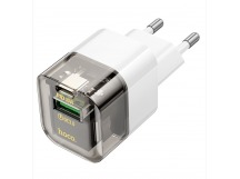 Сетевое зарядное устройство USB/Type-C Hoco C131A (30W, QC3.0, PD, прозрачный корпус) Черный