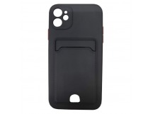 Чехол силиконовый iPhone 11 матовый цветной с визитницей черный