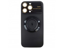 Чехол силиконовый iPhone 14 Pro Magsafe с кольцом и защитным проемом черный