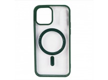 Чехол пластиковый iPhone 15 Magsafe Magnetic Clear Case темно-зеленый