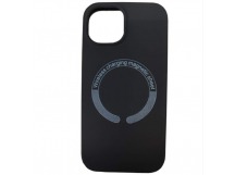 Чехол силиконовый iPhone 15 MagSafe под оригинал, закрытый низ черный