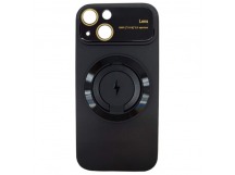 Чехол силиконовый iPhone 15 Magsafe с кольцом и защитным проемом черный