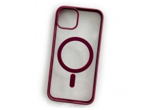 Чехол пластиковый iPhone 15 Pro Max Magsafe Magnetic Clear Case винный