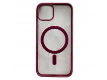 Чехол пластиковый iPhone 15 Pro Max Magsafe Magnetic Clear Case винный