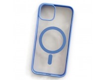 Чехол пластиковый iPhone 15 Pro Max Magsafe Magnetic Clear Case голубой