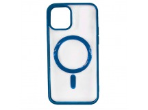 Чехол пластиковый iPhone 15 Pro Max Magsafe Magnetic Clear Case темно-синий