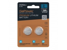 Элемент питания GoPower ULTRA CR2016 BL2 Lithium 3V (2/40/800)