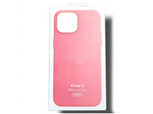 Чехол для iPhone 15 Silicone Case, Magsafe, ярко-розовый