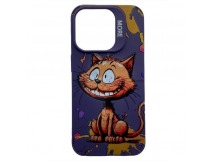 Чехол iPhone 13 Pro Креатив Улыбающийся Котик Фиолетовый
