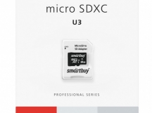 Micro SDXC карта памяти 64ГБ SmartBuy PRO U3 R/W:90/70 MB/s class 10 (с адаптером)