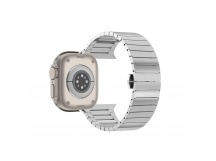 Ремешок - ApW34 металл блочный на застежке Apple Watch 42/44/45/49 mm (silver) (230497)