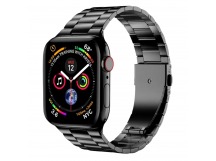 Ремешок - ApW36 металл блочный на застежке Apple Watch 42/44/45/49 mm (black) (230505)