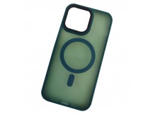 Чехол пластиковый iPhone 15 Pro Max матовый с MagSafe зеленый