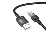 Кабель USB HOCO (U129 Crystal) 2,4A для iPhone Lightning 8 pin (1,2м) (черный)