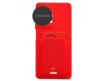Чехол силиконовый Infinix Hot 40/Hot 40 Pro матовый цветной с визитницей красный