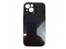 Чехол силиконовый iPhone 15 блестки с защитой камеры черный
