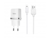 Адаптер Сетевой с кабелем Hoco C11 (повр. уп.) USB 1A/5W (USB/Lightning) (white) (233582)