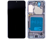 Дисплей для Samsung Galaxy S21 (G991B) модуль с рамкой Серый - (OLED) (Full Size)