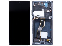 Дисплей для Samsung Galaxy S21 Ultra (G998B) модуль с рамкой Черный - (OLED) (Full Size)