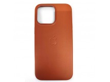 Чехол пластиковый iPhone 15 Leather Case MagSafe коричневый