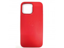 Чехол пластиковый iPhone 15 Pro Max Leather Case MagSafe красный