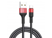 Кабель USB - Type-C Hoco X26 Xpress (повр. уп.) 100см 2A  (black/red) (234281)