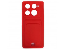 Чехол силиконовый Infinix Note 40 Pro матовый цветной с визитницей красный