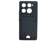 Чехол силиконовый Infinix Note 40 Pro матовый цветной с визитницей темно-синий