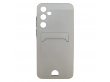 Чехол силиконовый Samsung A35 матовый цветной с визитницей белый