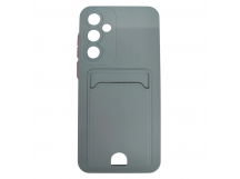 Чехол силиконовый Samsung A35 матовый цветной с визитницей серый