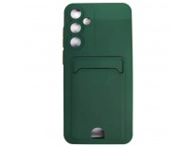 Чехол силиконовый Samsung A35 матовый цветной с визитницей темно-зеленый
