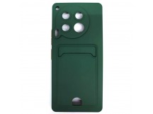 Чехол силиконовый Tecno Camon 30 матовый цветной с визитницей темно-зеленый