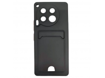 Чехол силиконовый Tecno Camon 30 матовый цветной с визитницей черный