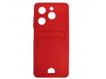 Чехол силиконовый Tecno Spark Go 2024/Pop 8 матовый цветной с визитницей красный