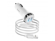 Автомобильное ЗУ HOCO Z40 + кабель Lightning (2USB/2.4A) белое