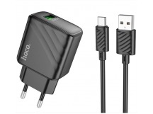 Адаптер Сетевой с кабелем Hoco CS21A Rich QC3.0 (повр. уп.) USB 18W (USB/Type-C) (black) (234781)