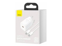 СЗУ Baseus Super Si Quick Charger (1-Type -C 25W) + Type -C 3A (1м) (белый) (TZCCSUP-L02)